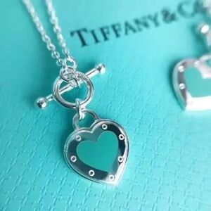 Tiffany & Co Silver and Blue Heart Pendant Necklace